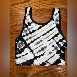 Black and White Tie-Dye Crop Top